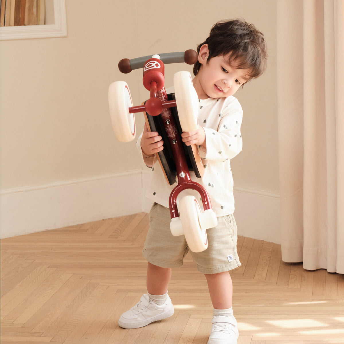 Beige Tires Redefine Kids Ride On Design with Heart